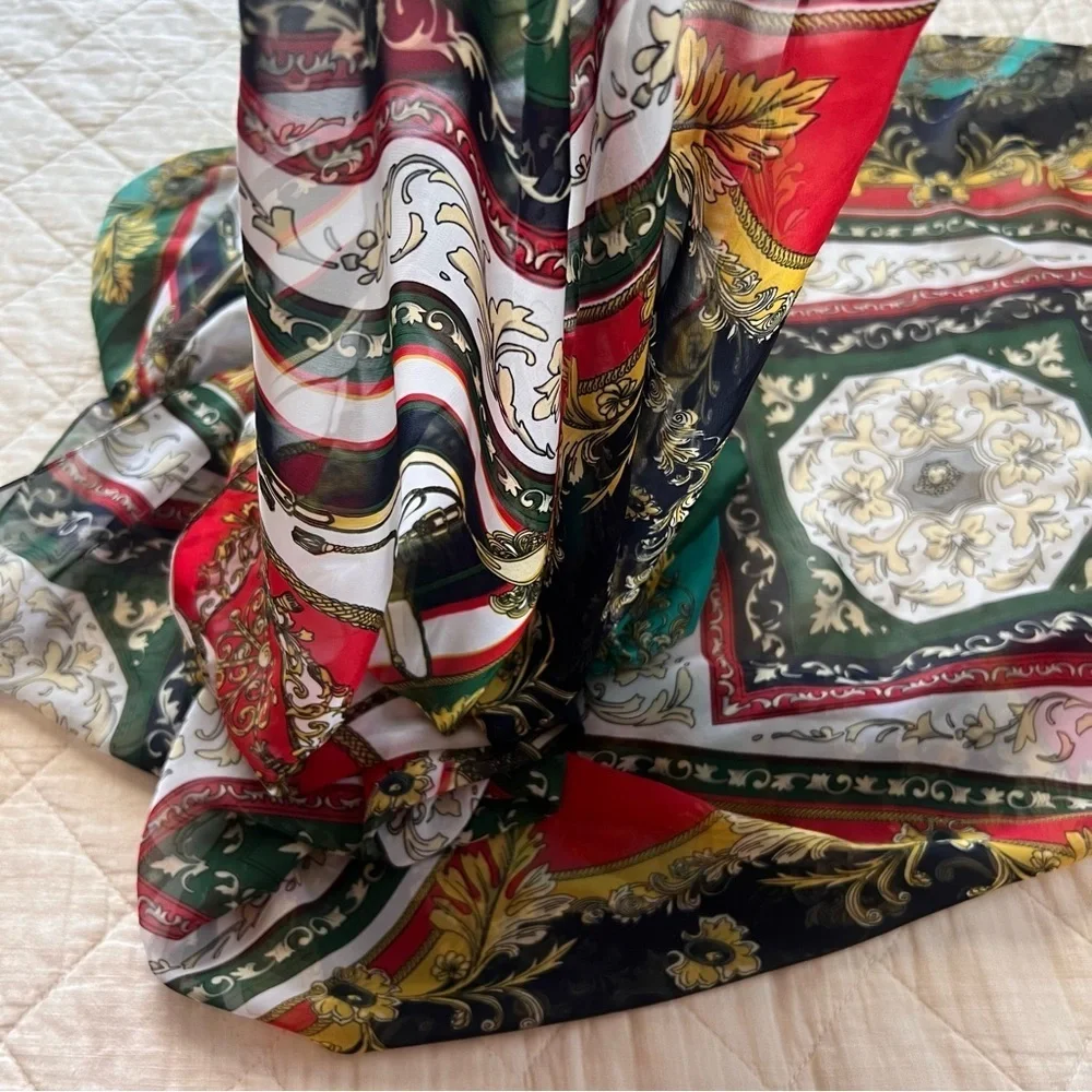 Baroque Print Sarong – 45”x57” Lightweight Sheer Scarf Wrap